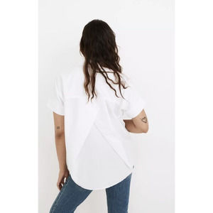 Madewell Courier Pleat Back Linen-Blend Shirt Women's Size L White